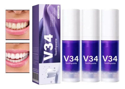 Pasta De Dientes Oral Cleansing V34 Purple Mousse, 3 Unidade