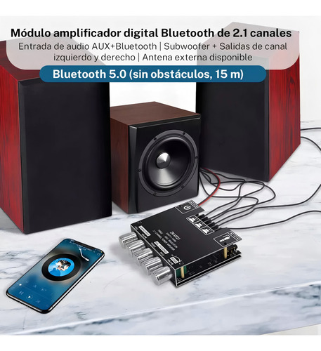 Placa Amplificadora De Potencia Digital Bluetooth Audishako Entrada AUX 12V-24V