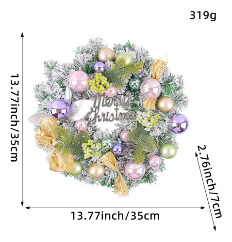 Corona Navideña Con Bolas Y Flores De Plástico Para Navidad
