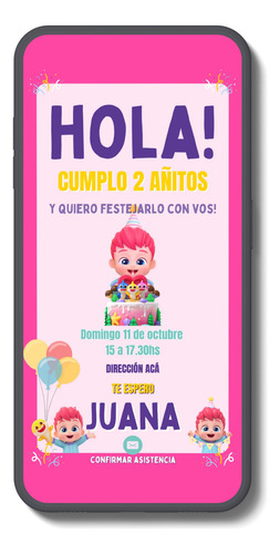 Cumple Bebé Finn Tarjeta Invitación Digital Personalizada