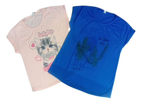 Pack X 2 Remeras Modal Mujer Manga Corta Promocion Ultimas