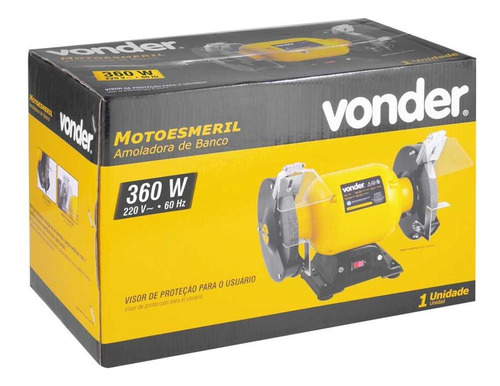 Moto Esmeril De Bancada 6 Pol 360w Com 2 Rebolos Vonder 220v