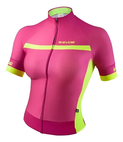 Camisa Ciclismo Evoe Feminina Rosa/Amarelo Neon Fúcsia G - foto 1