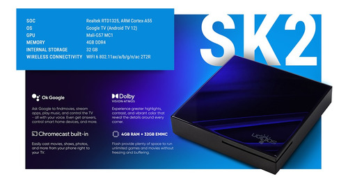 Ugoos Sk2 Realtek Rtd1325 Cpu Androidtv 12 Box De 4 Gb Y 32