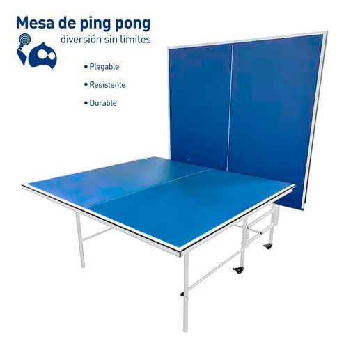 Mesa Ping Pong Plegable Profesional Con Ruedas Para Interior
