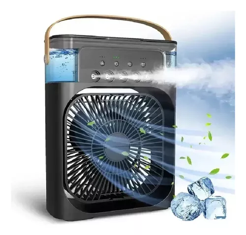 Ventilador Mini Cooler Aire Frio Mixio Humidificador Con Luz