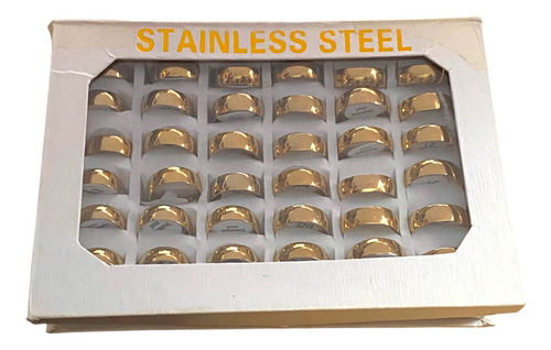 Anillo Acero Inoxidable Argolla Liso Natural Dorado 36 Pcs