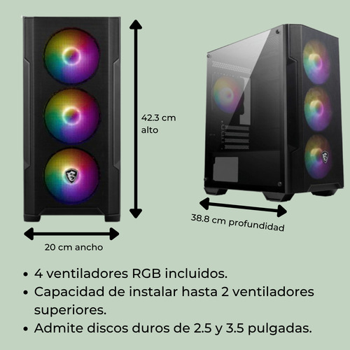 Pc Gamer Ryzen 7 5700g Ram Rgb Fuente Certificada 550w Wifi 1 Tb 32 Gb Integrados Radeon Vega 8