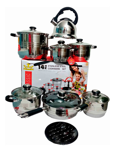 Ollas Suprema Classic Tapa De Vidrio 13 Pcs Acero Inoxidable