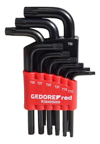 Jogo De Chaves Torx Gtx Curta 430txb-9 T10 A T50 Gedore Red