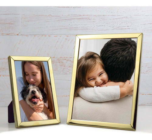 Kit 3 Porta Retratos 2 10x15 E 1 15x20 Kit Moderno Dourado Liso Dourado