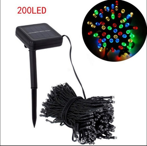 Guirnalda 200 Luz Led Solar Exterior Interior Multicolor 20m