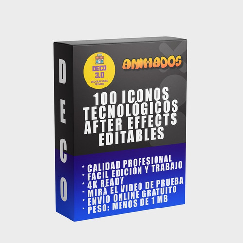 100 Icono Animado Tecnología Proyecto After Effects Editable