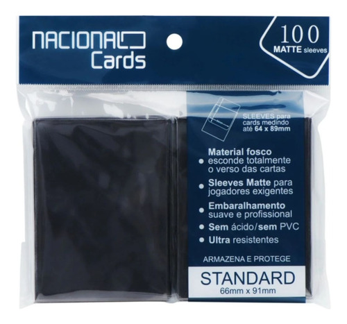 100 Sleeves Mate Preto Shield Magic Pokemon Standard Cards Idioma Pt