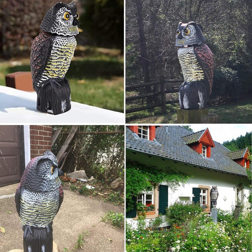 Búho Espantapájaros Electrónico con Cabeza Móvil GFU x 1 Unidad