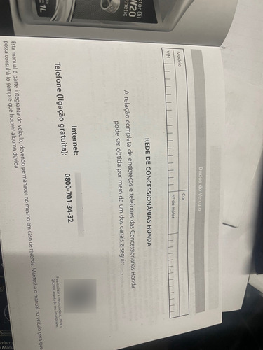 Manual Proprietário Original Honda Hr-v 2016/19 Com Capa (Usado)