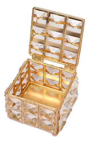 Caja De Joyería De Cristal Dorado Anillo De Soporte De Caja