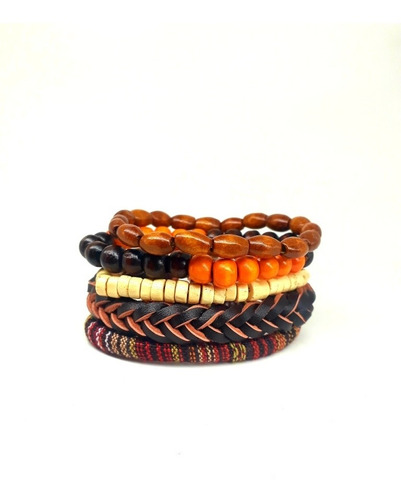 Pulseras Brazaletes Pack 5 En 1 Hombre B.naranja Emporio