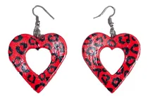 Comprar Aros Colgantes Corazon Animal Print Aros Colgantes