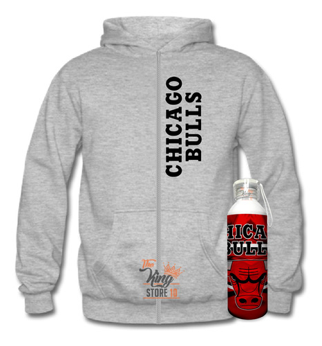 Poleron Con Cierre + Botella, Chicago Bulls, Nba, Basketball, Fans, Xxxl