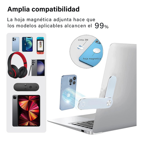 Soporte Para Monitor Laptop Celulares Tablet Magnético Plata