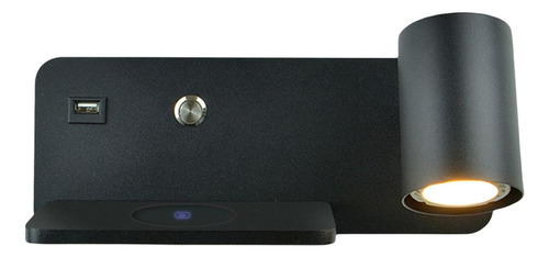 Luz De Pared Gu10 Con Puerto Usb Proyector De Negro Derecho