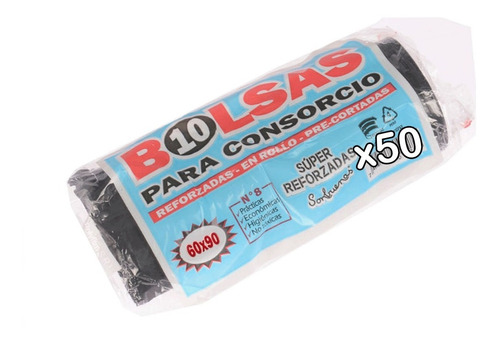 50 Bolsas Consorcio Rollo Super Reforzadas 60x90 Pack 
