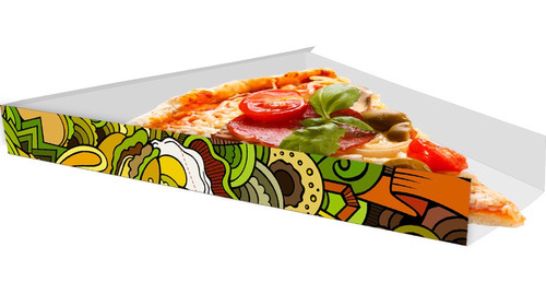 Caixinha Embalagem Fatia Pizza 100 Unid. Verde 2x17x18cm