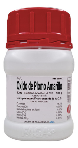 Óxido De Plomo R. A. 100g Fagalab