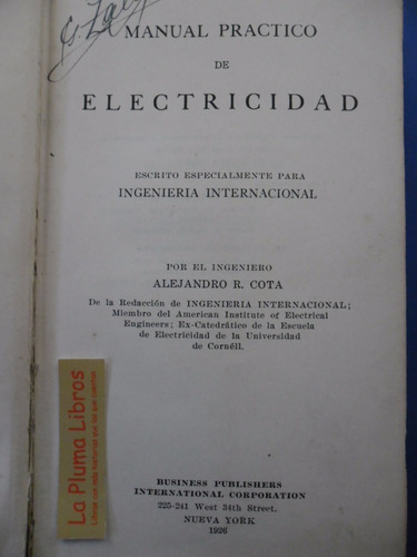 Manual Practico De Electricidad (1926) Cota Alejandro 