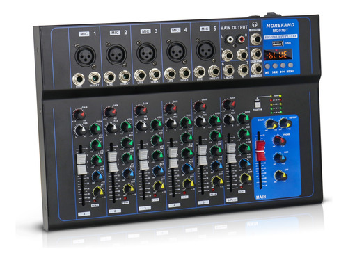 Mesa De Som F7 Bluetooth Usb Mixer Mp3 Digital 7 Canais 12v