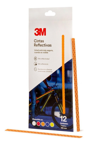Imagen 1 de 4 de 12x Tiras Reflectivas Luminosas 3m® Para Moto Bici, 145x7mm