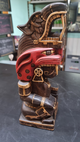 Totem Mexicano Escultura Azteca Hecho A Mano En Madera (Usado)