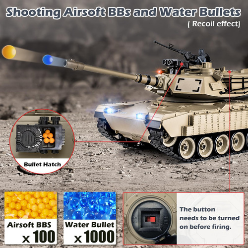 Supdex Tanque Rc M1a2 Abrams Con Sonido Humo Y Disparos