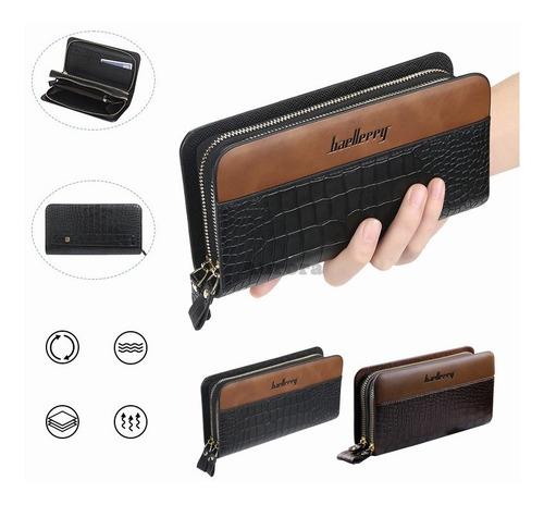 Imagen 2 de 3 de Billetera Larga Gran Capacidad Cuero Moda Para Hombre