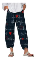 Comprar Pantalon Capris Para Mujer Lino Cintura Alta Pierna Ancha