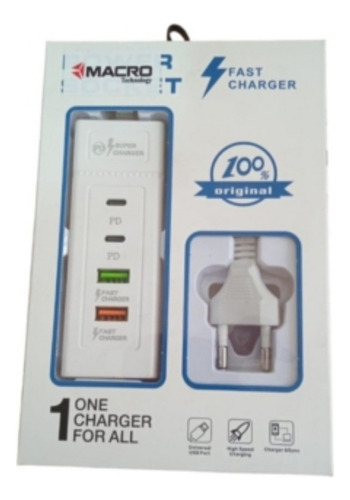 Cargador Usb Múltiple 4 En 1 Carga Rápida 2 Usb Y 2 Tipo C