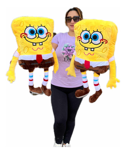 Peluche Bob Esponja Grande 65cm Con Moño De Regalo Y Globos