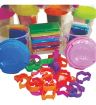 Comprar 10 Baldes Xl Con 2 Masas Para Modelar + 1 Cortante + Sellos