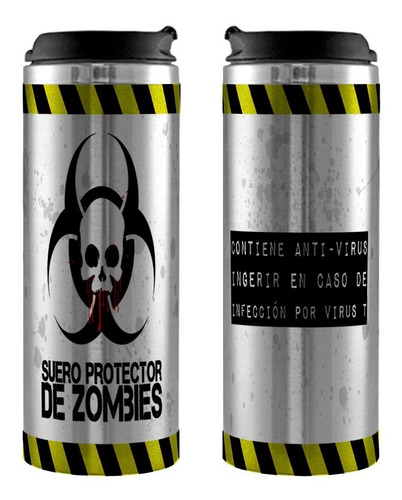 Termo De Acero Zombies Terror Antidoto Radioactivo 450ml