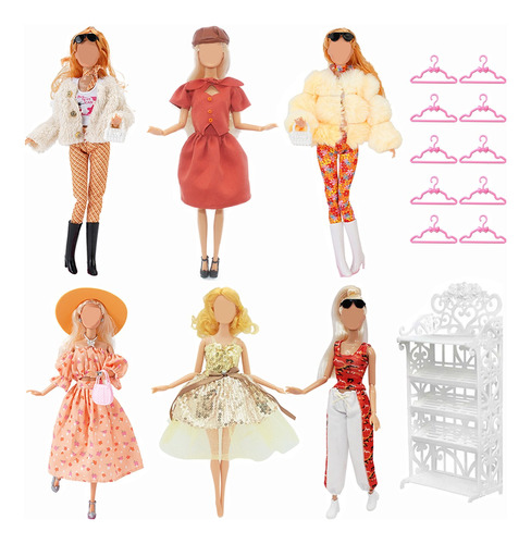 Kit De Ropa Y Accesorios Para Muñecas Barbie+zapatero+gancho