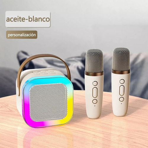 Máquina De Karaoke Altavoz Bluetooth Para Niños 2 Micrófonos Blanco