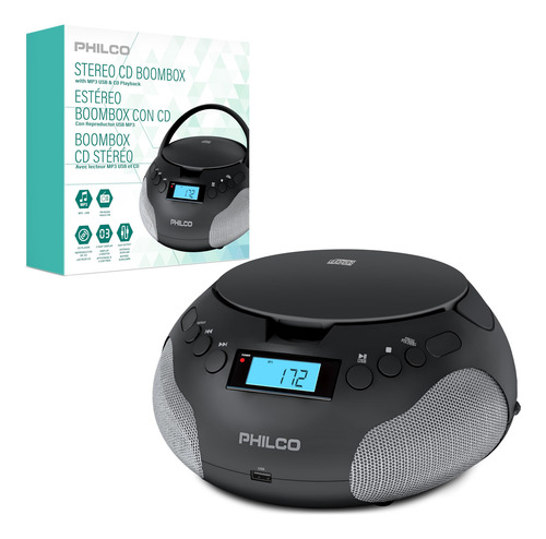 Boombox Philco Portátil Con Reproductor De Cd Compatible Con