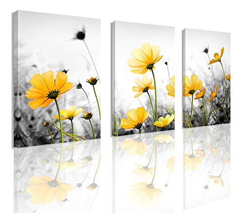 Pósteres Flowers Canvas Art Wall Decor Black And White Frame