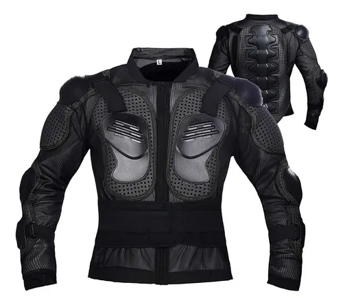 Chaqueta Protectora De Cuero Negro Para Hombre Racing Armor