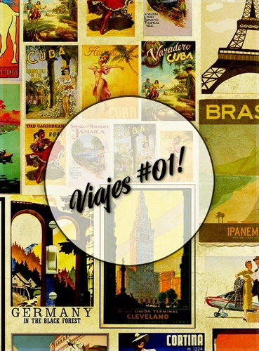 Viajes #01 - Lámina Autoadhesivas - 30 X 42 - Vintage Retro