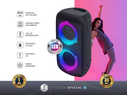 Parlante Portátil Jd Sound Party Led 60w Bluetooth -*