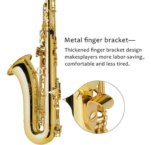 Eastrock Saxofón Tenor B Flat Gold Laquer Sax Estudiantes Pr