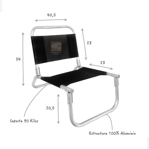 Imagen 5 de 8 de Silla Playera Reforzada 100% Aluminio 90k Reposera Playa X2