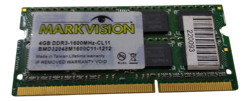 Memoria Ram Markvision 4gb Ddr3 -1600mhz - Cl11 (Usado)